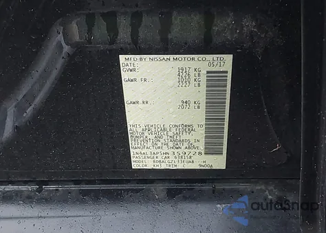 2017 Nissan Altima 2.5 S из США, поврежденный, VIN 1N4AL3AP5HN359728